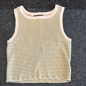 Kendall & Kylie Striped Green and White Tank Top